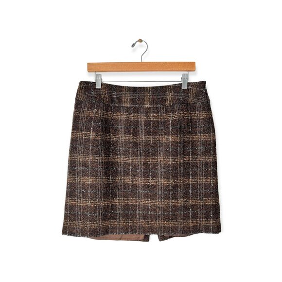 Dolce & Gabbana Brown Metallic Plaid Tweed Mini Skirt - Picture 2 of 9